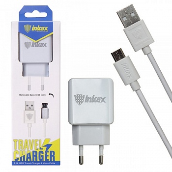 Зарядное устройство INKAX 2 USB 2.1A Белый