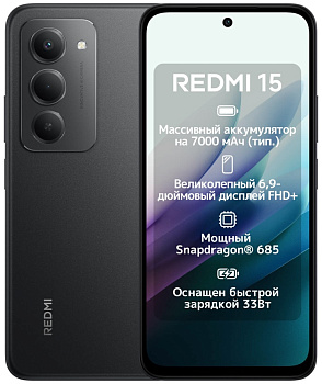 Смартфон Xiaomi Redmi 15 4G 6 ГБ/128 ГБ черный